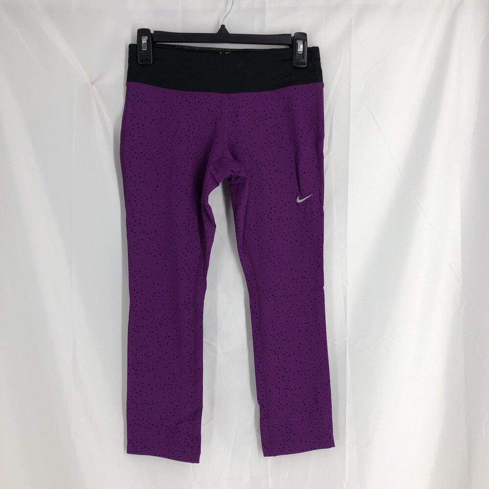 Nike Dri FIT Running Training Tight Fit Crop Leggings Women’s Small Purple